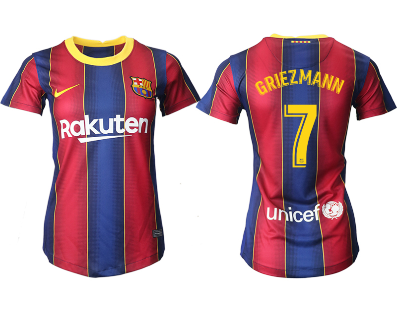 Women 2020-2021 Barcelona home aaa version #7 red Soccer Jerseys